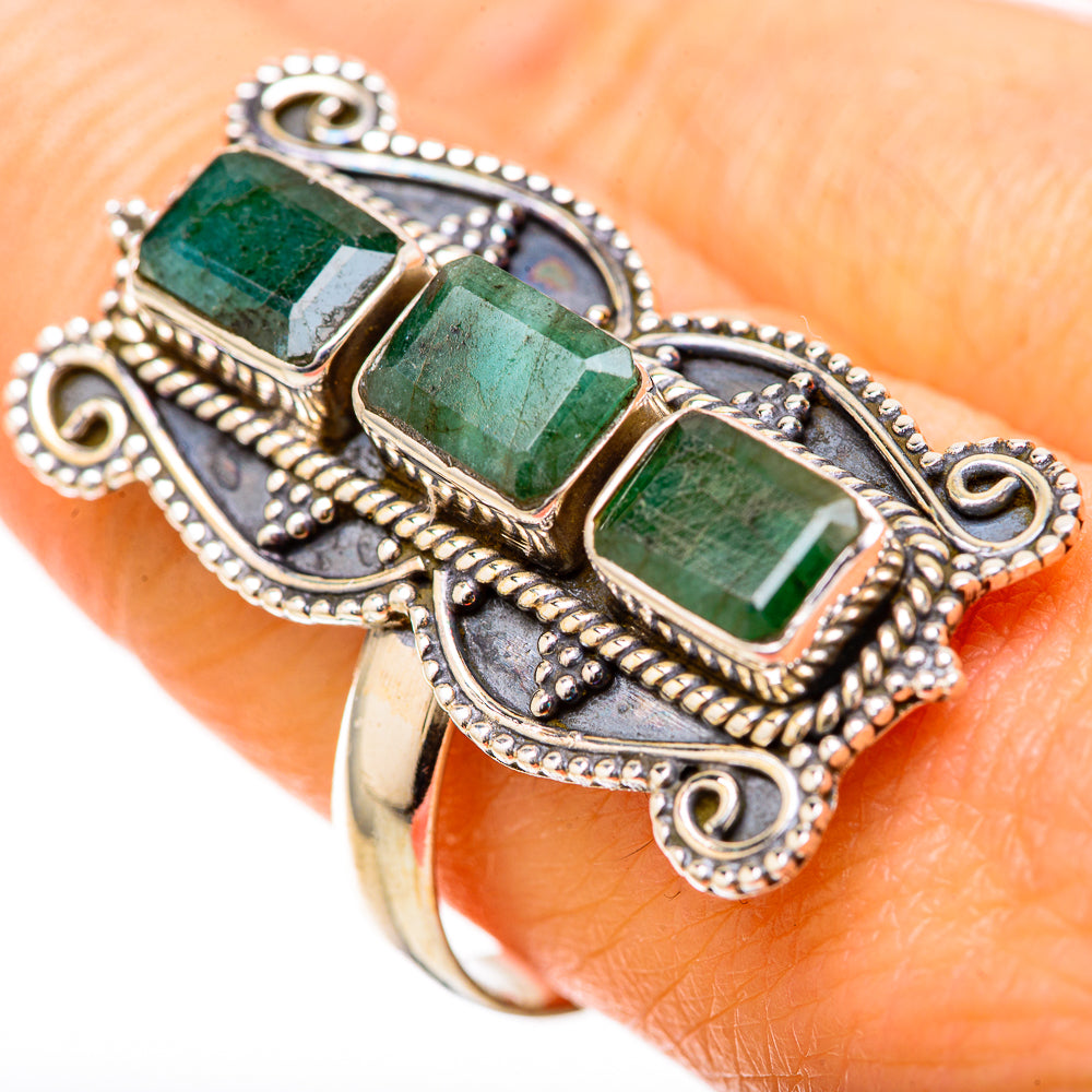 Zambian Emerald Rings handcrafted by Ana Silver Co - RING128655 - Photo 3