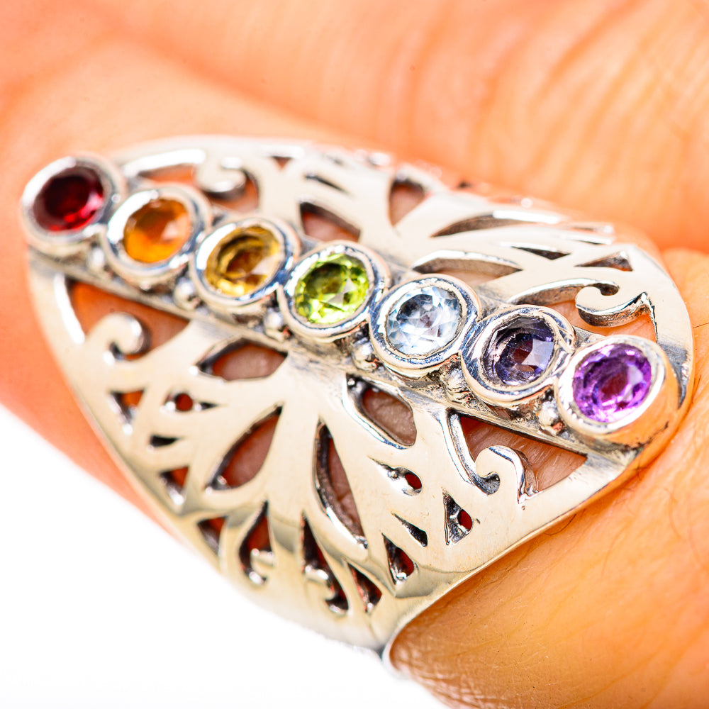 Multi-Stone Rainbow Chakra Rings handcrafted by Ana Silver Co - RING128675 - Photo 3