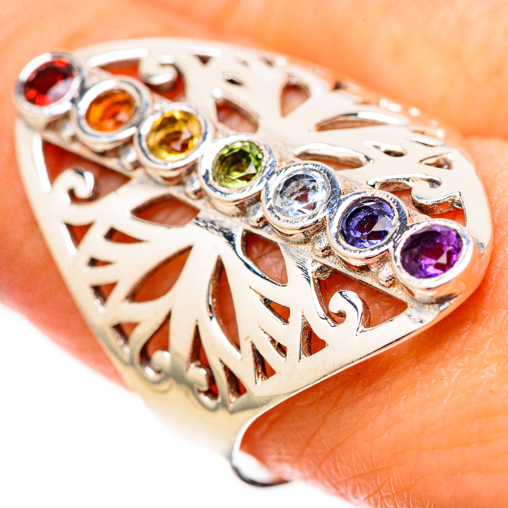 Multi-Stone Rainbow Chakra Rings handcrafted by Ana Silver Co - RING128676 - Photo 3