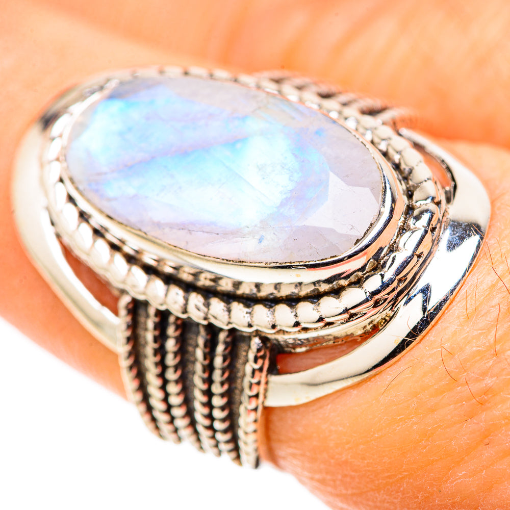 Rainbow Moonstone Rings handcrafted by Ana Silver Co - RING128700 - Photo 3