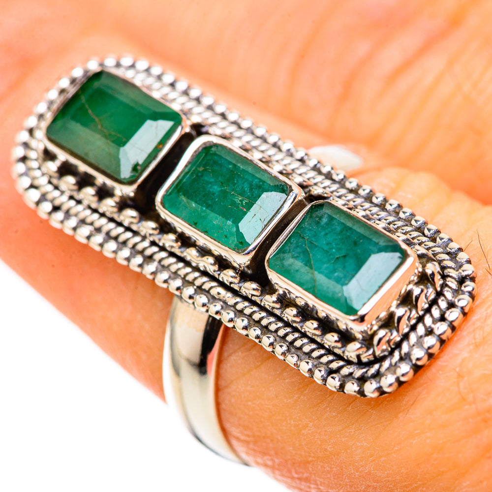 Zambian Emerald Rings handcrafted by Ana Silver Co - RING128716