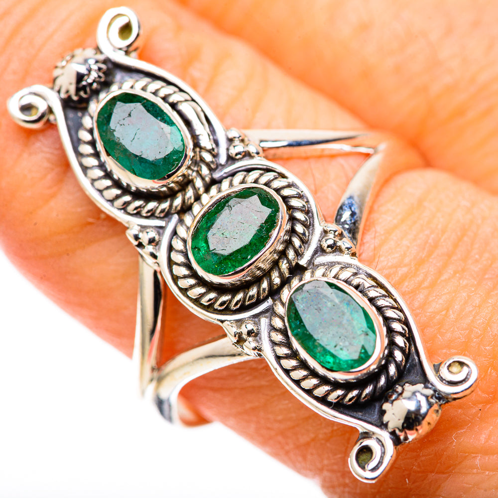 Zambian Emerald Rings handcrafted by Ana Silver Co - RING128718 - Photo 3