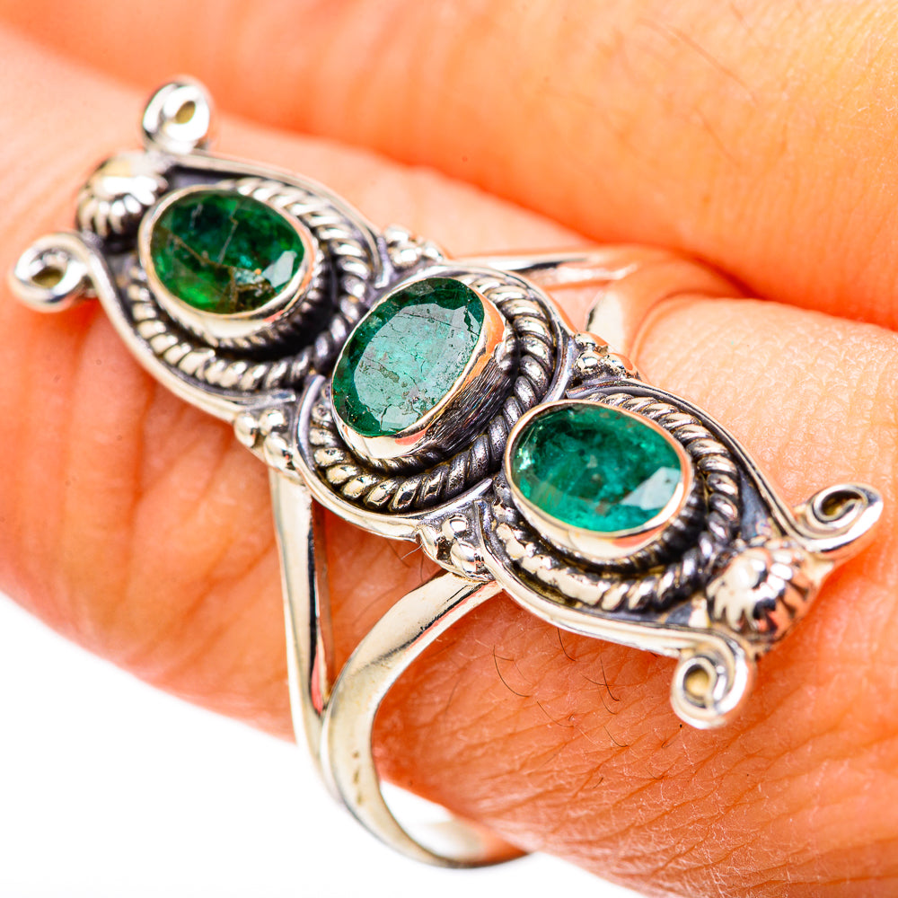 Zambian Emerald Rings handcrafted by Ana Silver Co - RING128763 - Photo 3