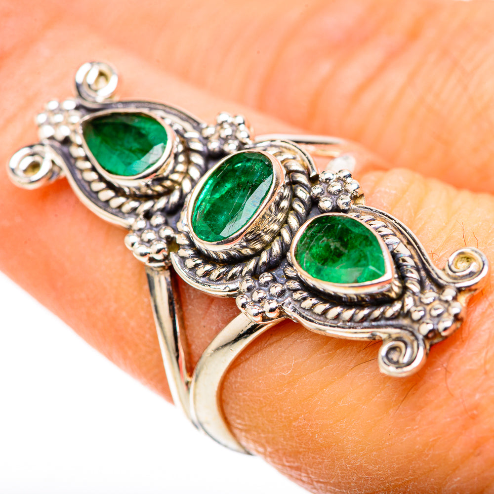 Zambian Emerald Rings handcrafted by Ana Silver Co - RING128789 - Photo 3