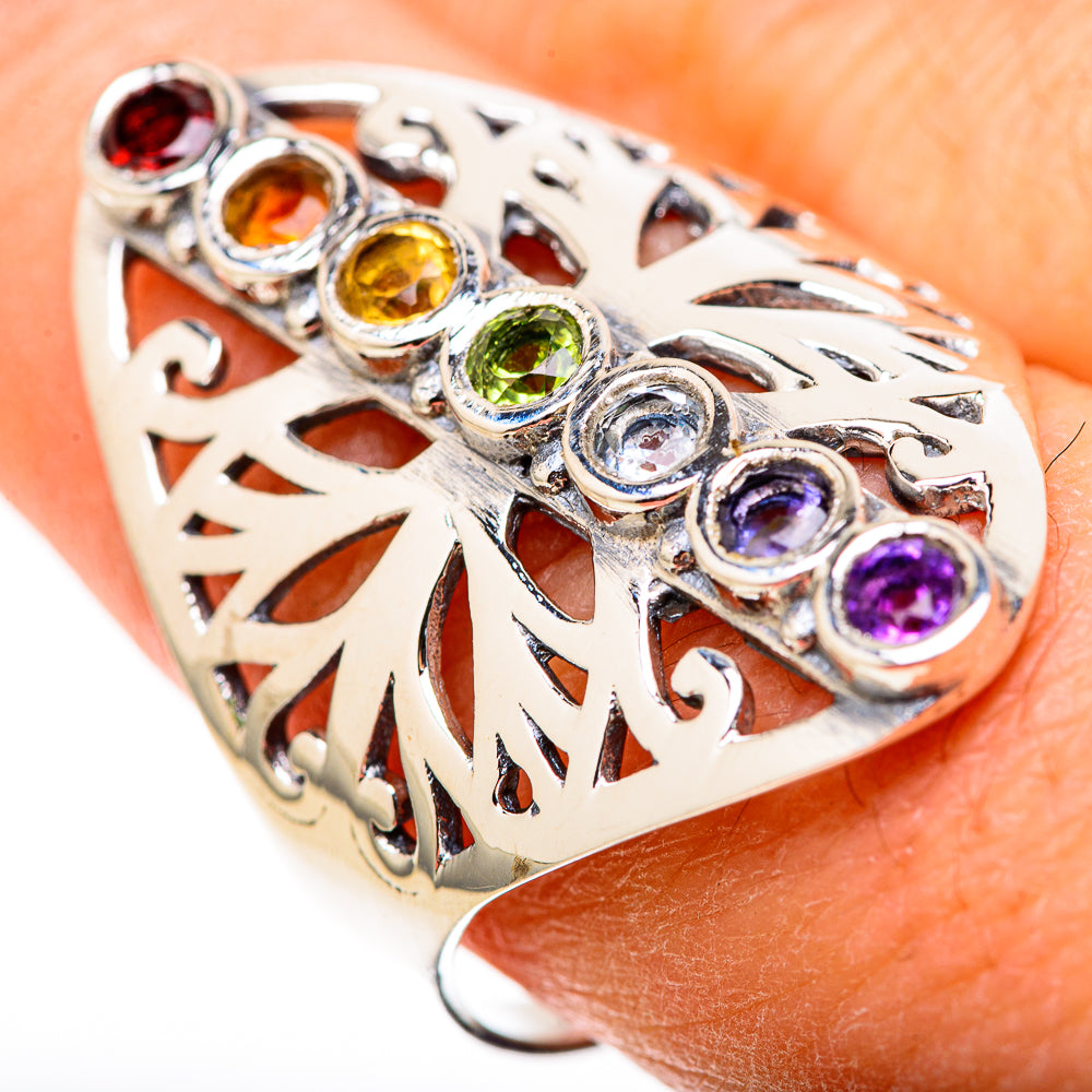 Multi-Stone Rainbow Chakra Rings handcrafted by Ana Silver Co - RING128794 - Photo 3