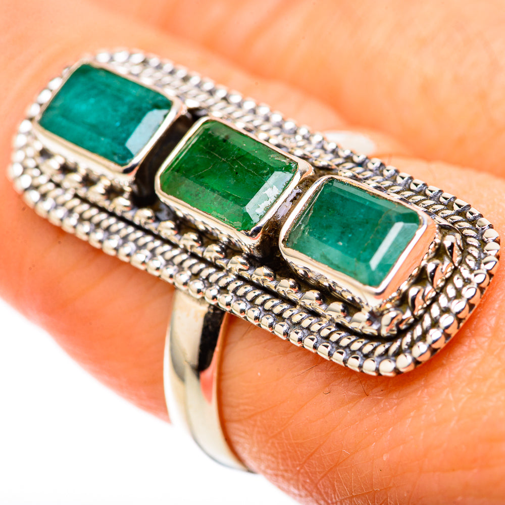 Zambian Emerald Rings handcrafted by Ana Silver Co - RING128811 - Photo 3