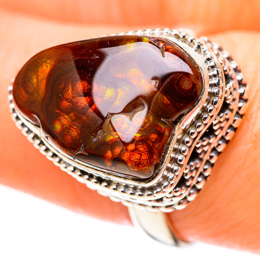 Mexican Fire Agate Rings handcrafted by Ana Silver Co - RING128814