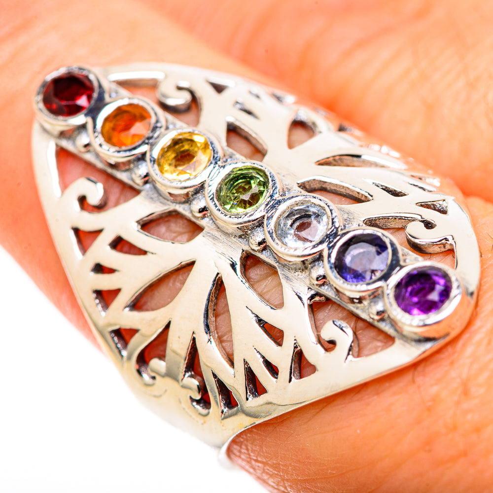Multi-Stone Rainbow Chakra Rings handcrafted by Ana Silver Co - RING128816 - Photo 3