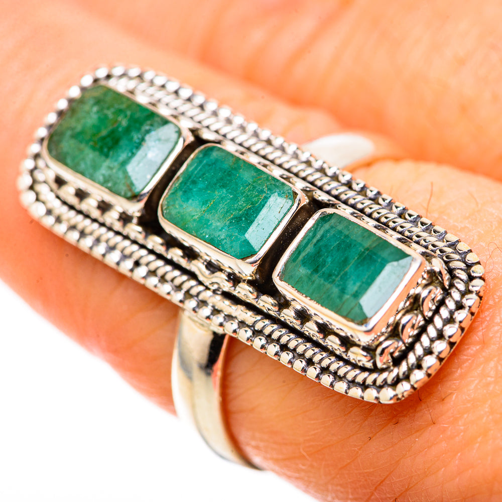 Zambian Emerald Rings handcrafted by Ana Silver Co - RING128832