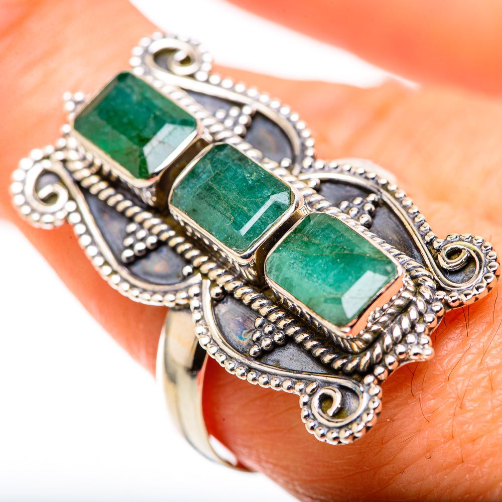 Zambian Emerald Rings handcrafted by Ana Silver Co - RING128846