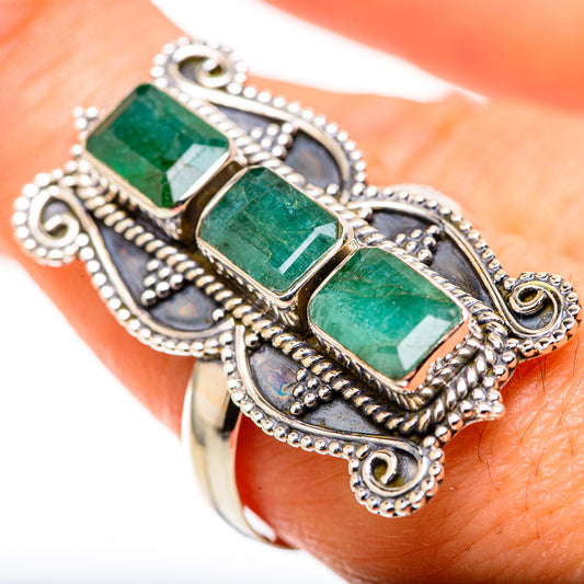 Zambian Emerald Rings handcrafted by Ana Silver Co - RING128846