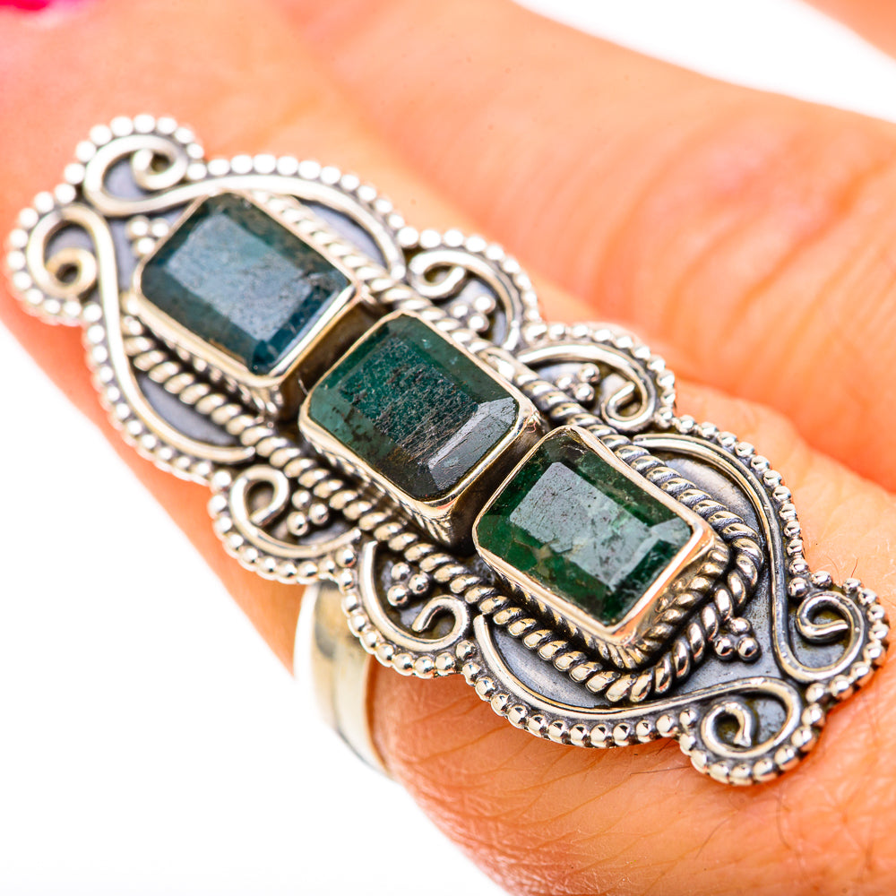 Zambian Emerald Rings handcrafted by Ana Silver Co - RING128864