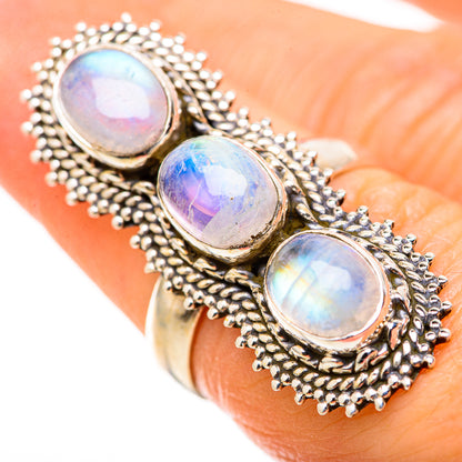 Rainbow Moonstone Rings handcrafted by Ana Silver Co - RING128869