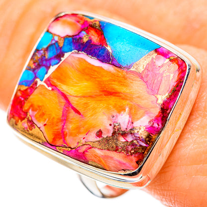 Kingman Pink Dahlia Turquoise Rings handcrafted by Ana Silver Co - RING128872