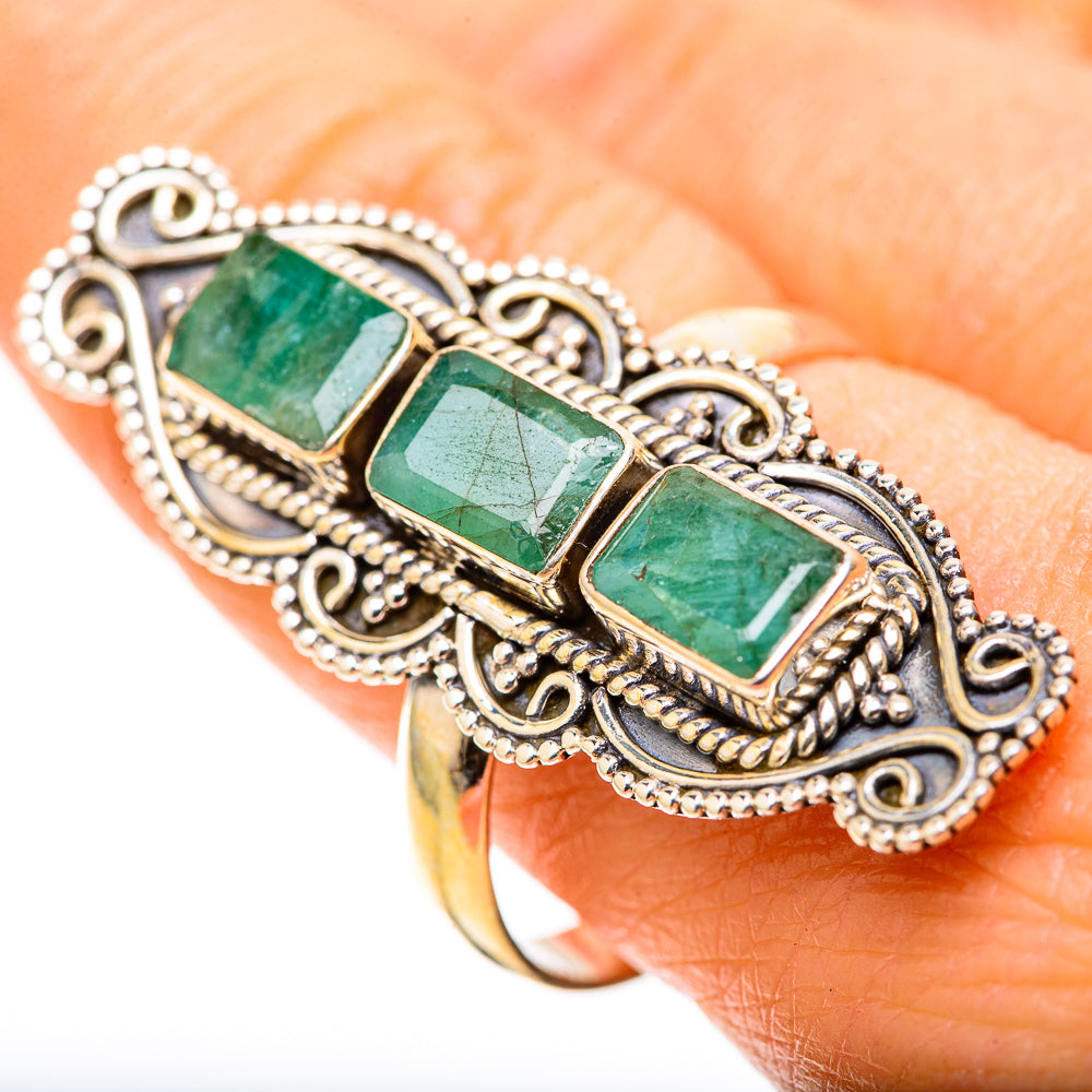 Zambian Emerald Rings handcrafted by Ana Silver Co - RING128878