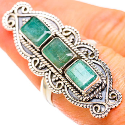 Zambian Emerald Rings handcrafted by Ana Silver Co - RING128888