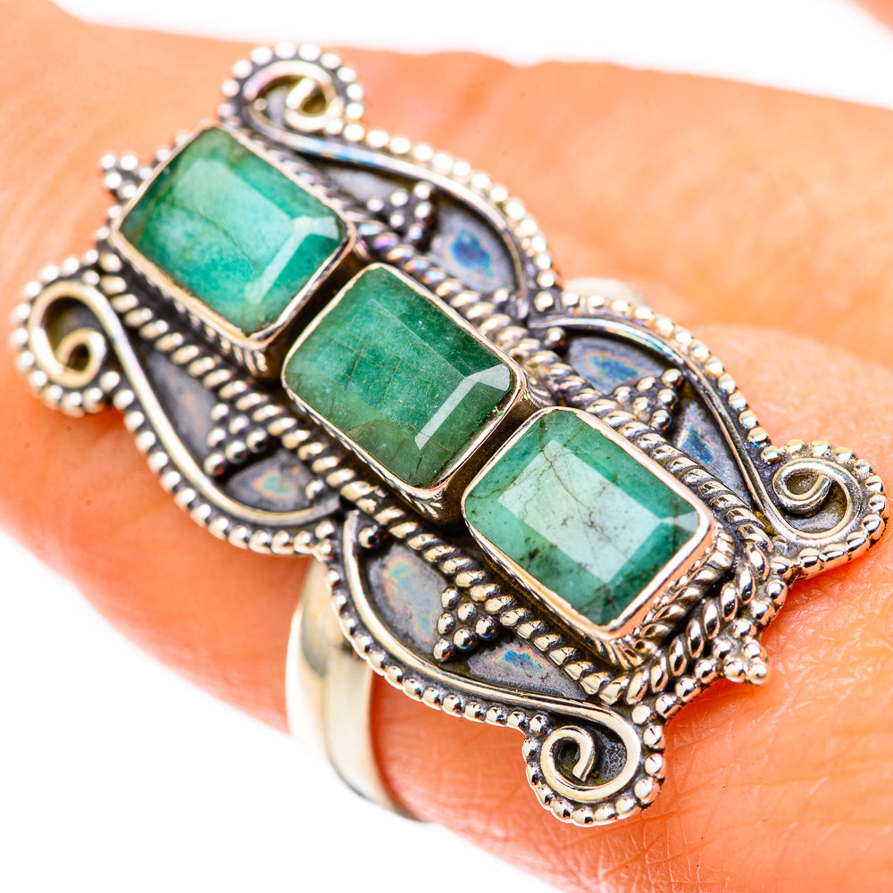 Zambian Emerald Rings handcrafted by Ana Silver Co - RING128895