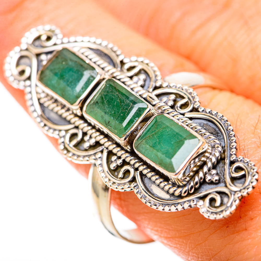 Zambian Emerald Rings handcrafted by Ana Silver Co - RING128945