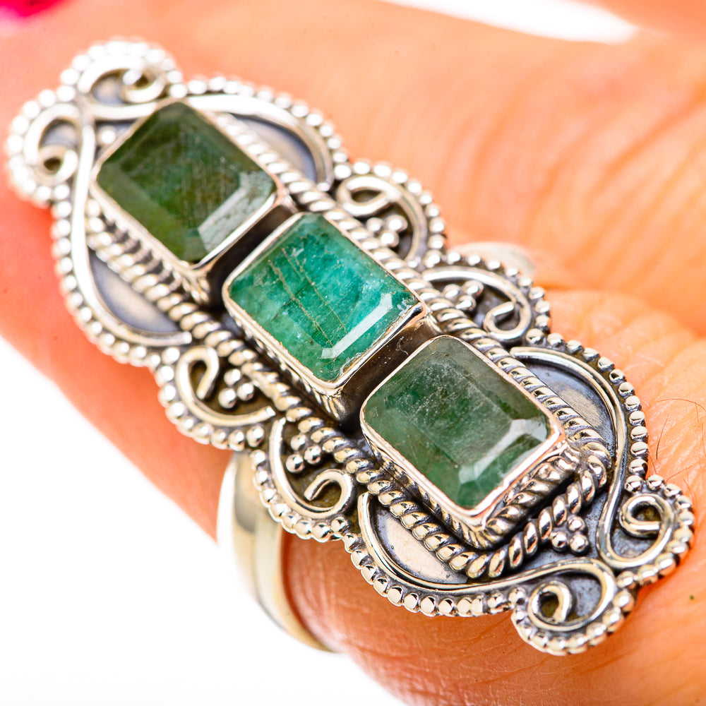 Zambian Emerald Rings handcrafted by Ana Silver Co - RING128951