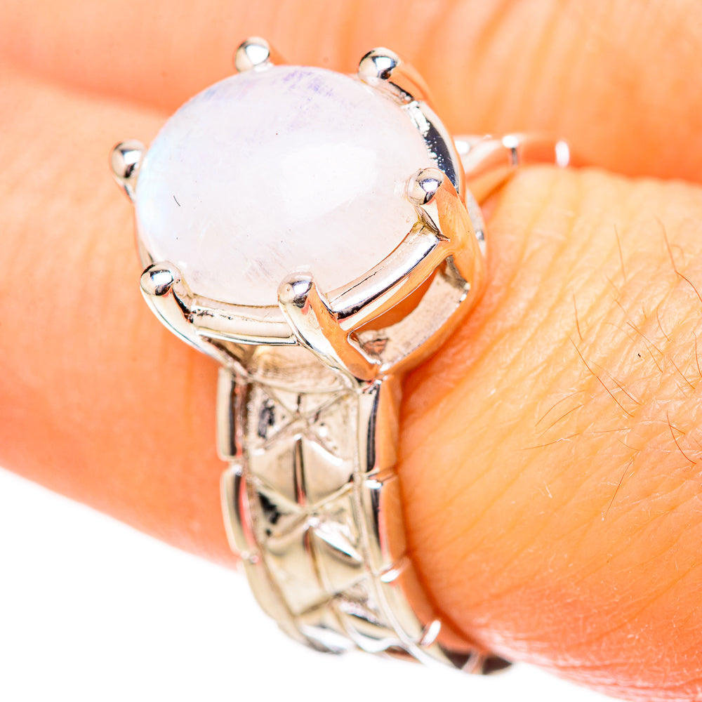 Rainbow Moonstone Rings handcrafted by Ana Silver Co - RING128971