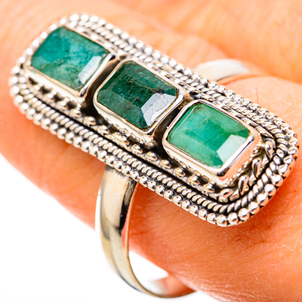 Zambian Emerald Rings handcrafted by Ana Silver Co - RING128982