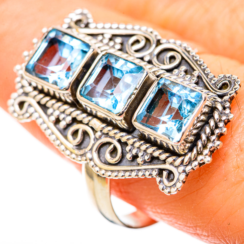 Blue Topaz Rings handcrafted by Ana Silver Co - RING129005