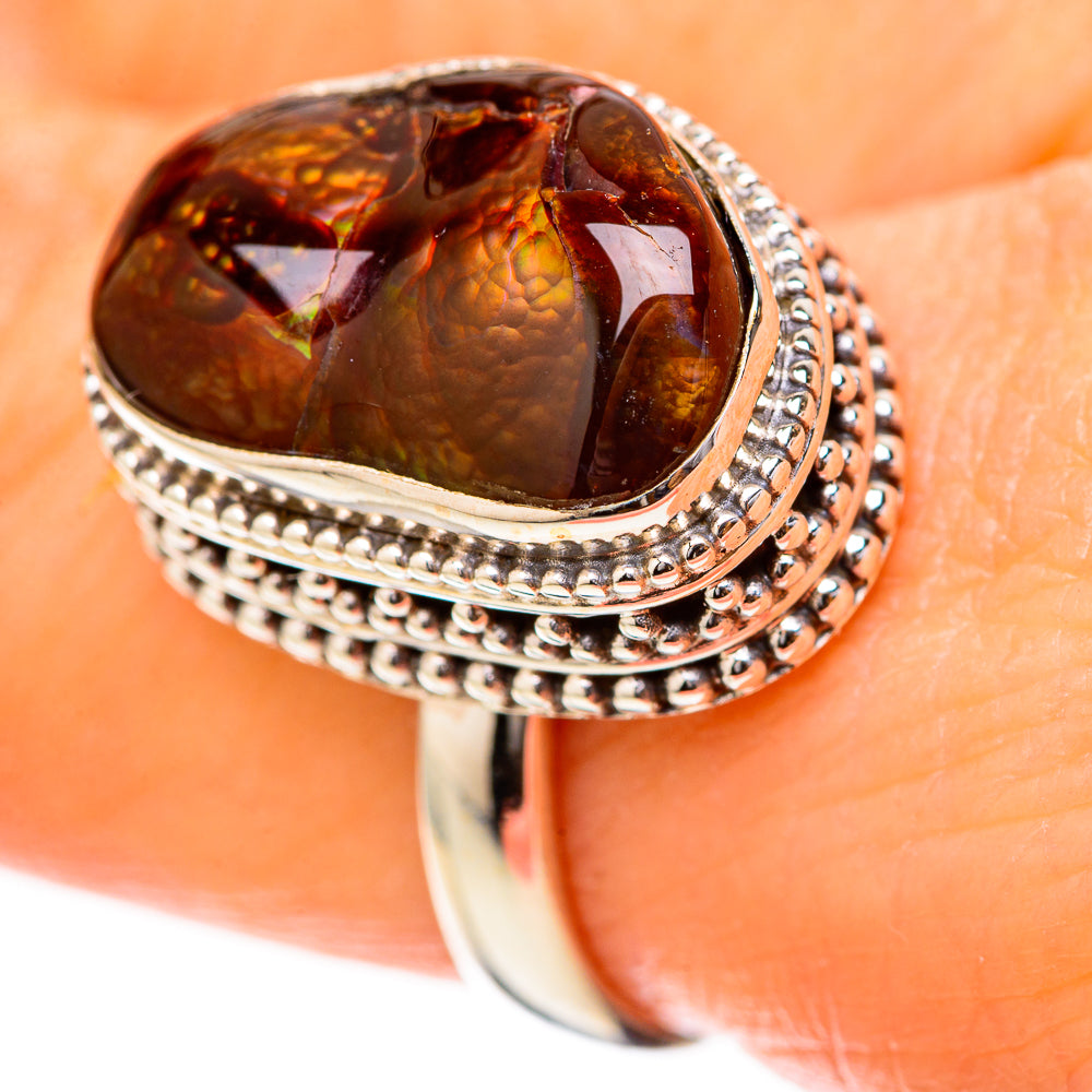 Mexican Fire Agate Rings handcrafted by Ana Silver Co - RING129009