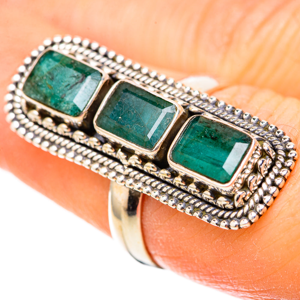 Zambian Emerald Rings handcrafted by Ana Silver Co - RING129025