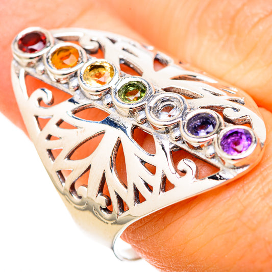 Multi-Stone Rainbow Chakra Rings handcrafted by Ana Silver Co - RING129027