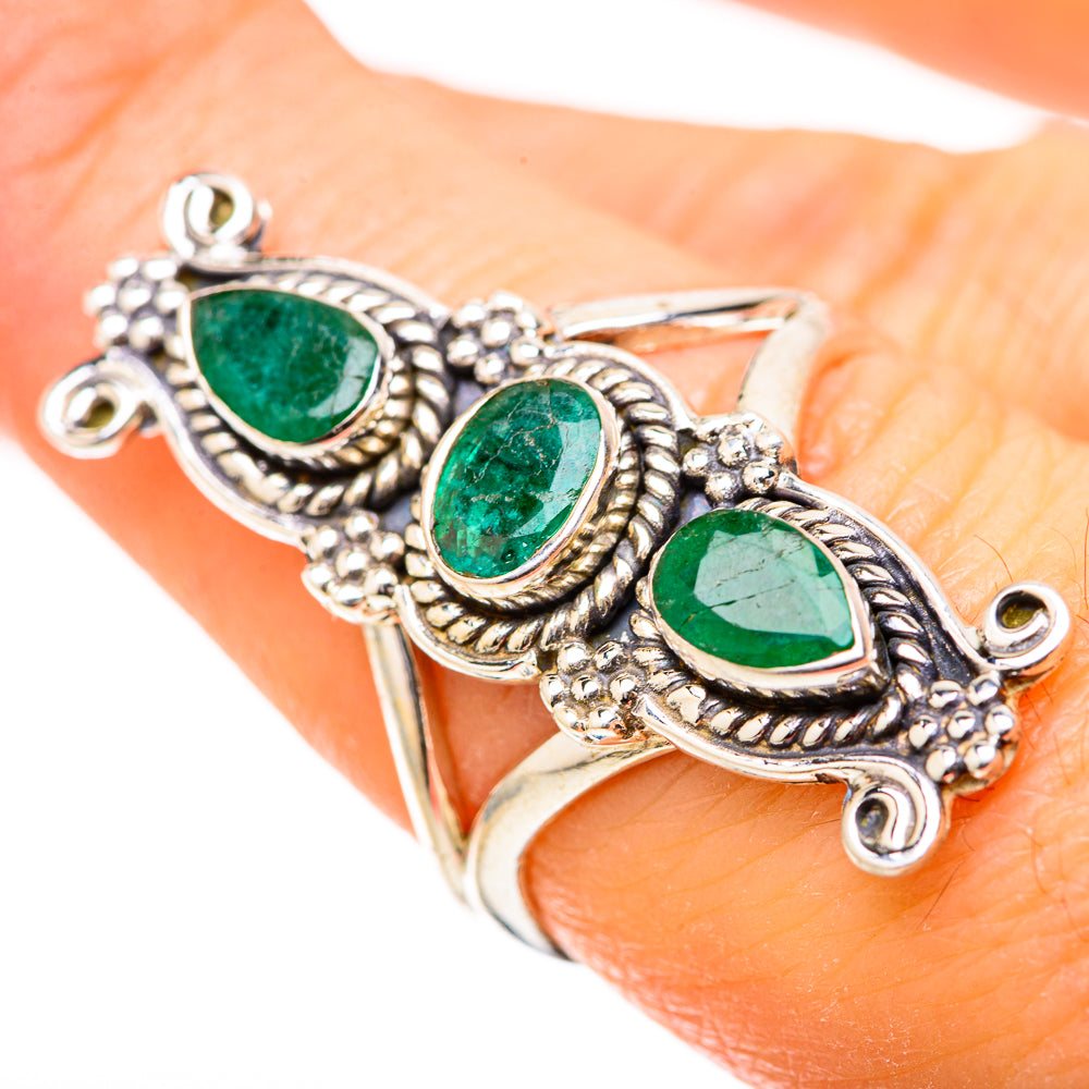 Zambian Emerald Rings handcrafted by Ana Silver Co - RING129047