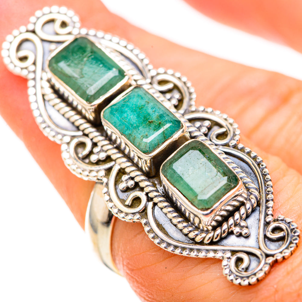 Zambian Emerald Rings handcrafted by Ana Silver Co - RING129089