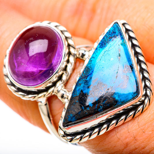Shattuckite, Amethyst Rings handcrafted by Ana Silver Co - RING129093