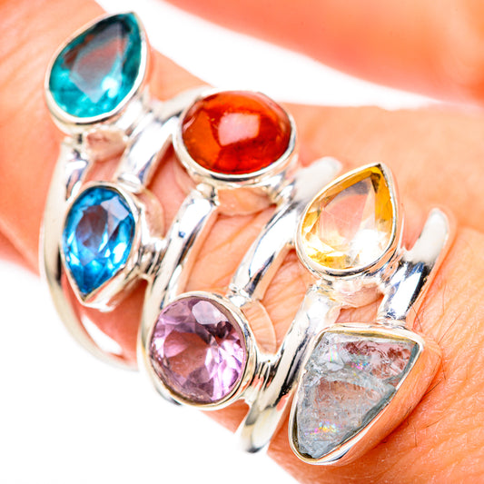 Blue Topaz, Baltic Amber, Amethyst, Citrine, Aquamarine Rings handcrafted by Ana Silver Co - RING129094