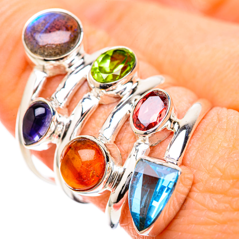 Labradorite, Peridot, Tanzanite, Garnet, Carnelian, Apatite Rings handcrafted by Ana Silver Co - RING129101