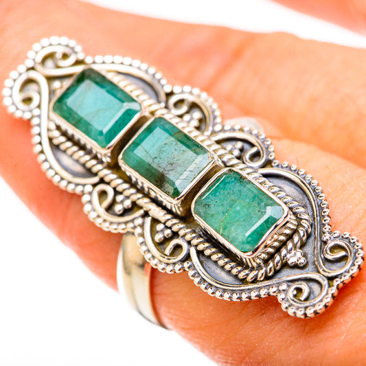 Zambian Emerald Rings handcrafted by Ana Silver Co - RING129105