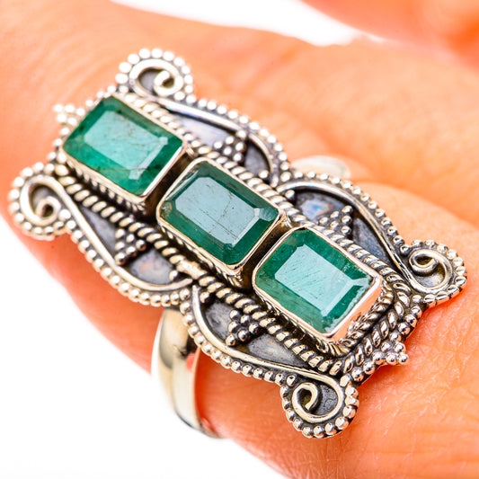 Zambian Emerald Rings handcrafted by Ana Silver Co - RING129106