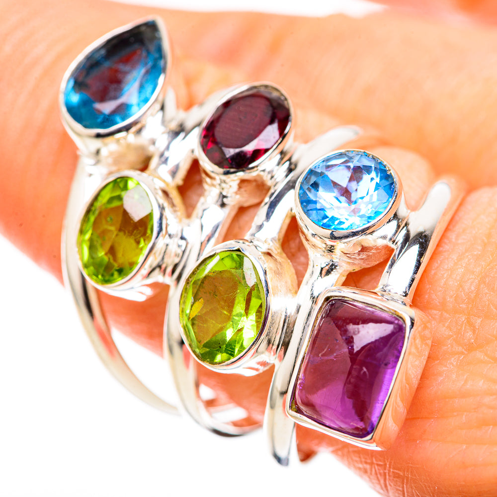 Amethyst, Blue Topaz, Garnet, Peridot Rings handcrafted by Ana Silver Co - RING129110