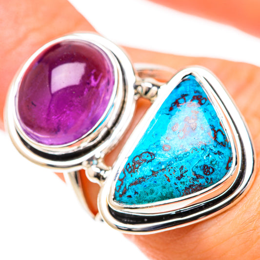 Shattuckite, Amethyst Rings handcrafted by Ana Silver Co - RING129118