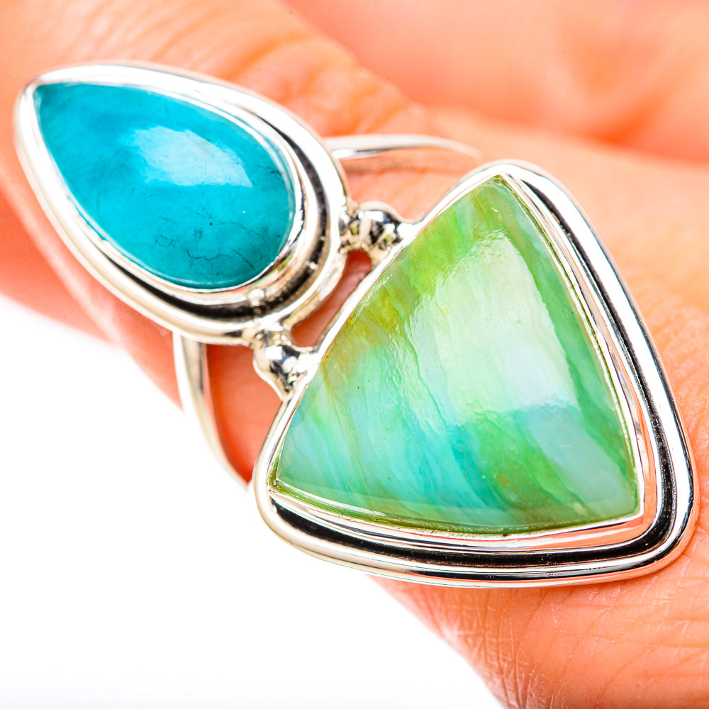 Peruvian Opal, Chrysocolla Rings handcrafted by Ana Silver Co - RING129120