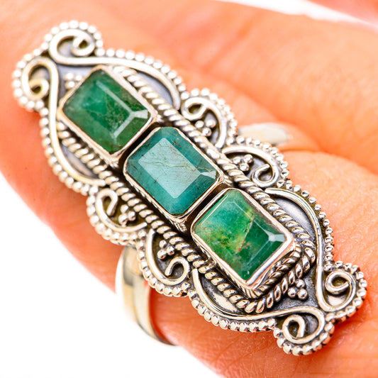 Zambian Emerald Rings handcrafted by Ana Silver Co - RING129122