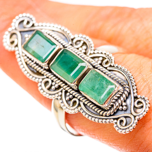 Zambian Emerald Rings handcrafted by Ana Silver Co - RING129129
