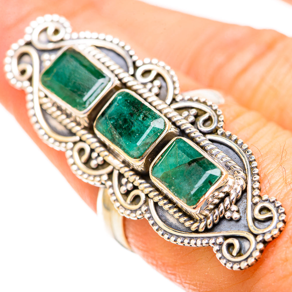 Zambian Emerald Rings handcrafted by Ana Silver Co - RING129147