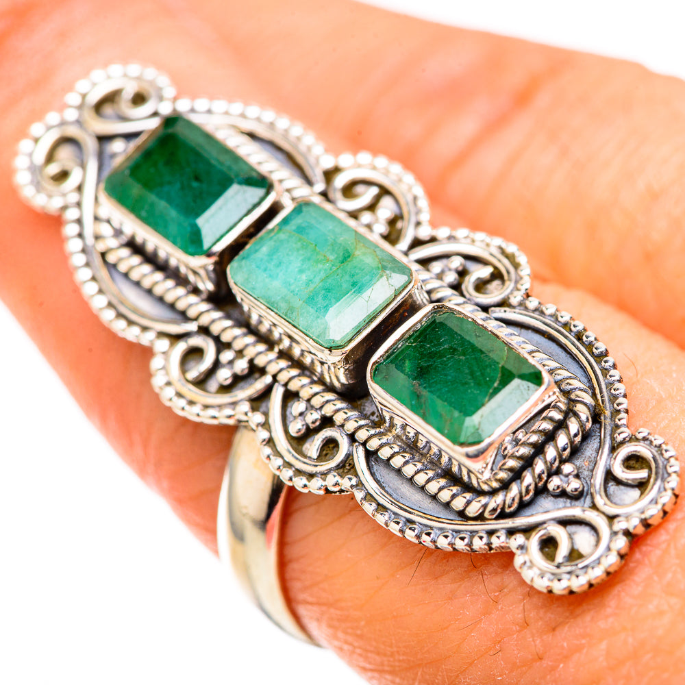 Zambian Emerald Rings handcrafted by Ana Silver Co - RING129153