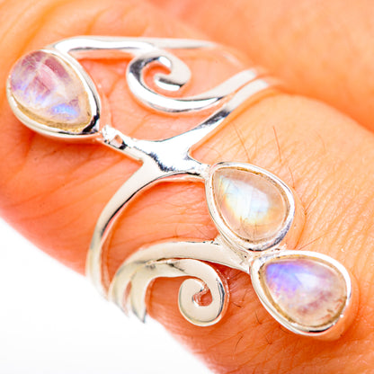 Rainbow Moonstone Rings handcrafted by Ana Silver Co - RING129166_SIZE-7