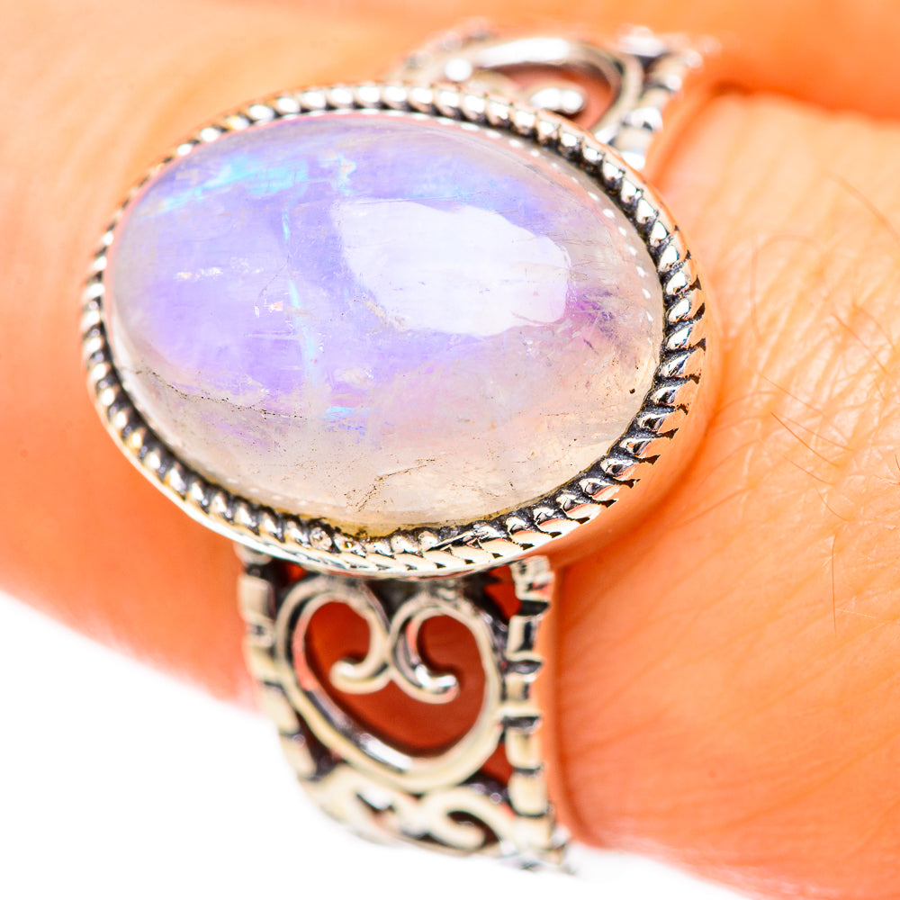 Rainbow Moonstone Rings handcrafted by Ana Silver Co - RING129169_SIZE-7