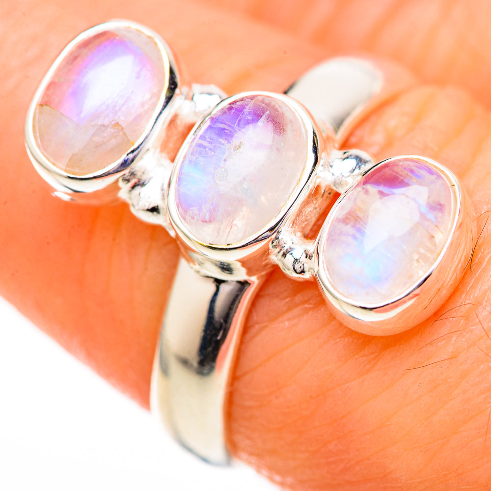 Rainbow Moonstone Rings handcrafted by Ana Silver Co - RING129171_SIZE-6