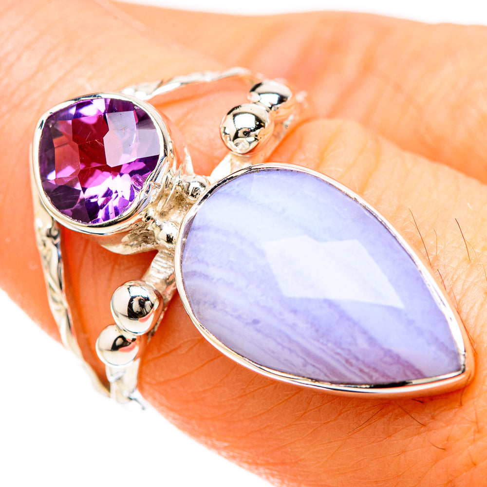 Blue Lace Agate Rings handcrafted by Ana Silver Co - RING129191