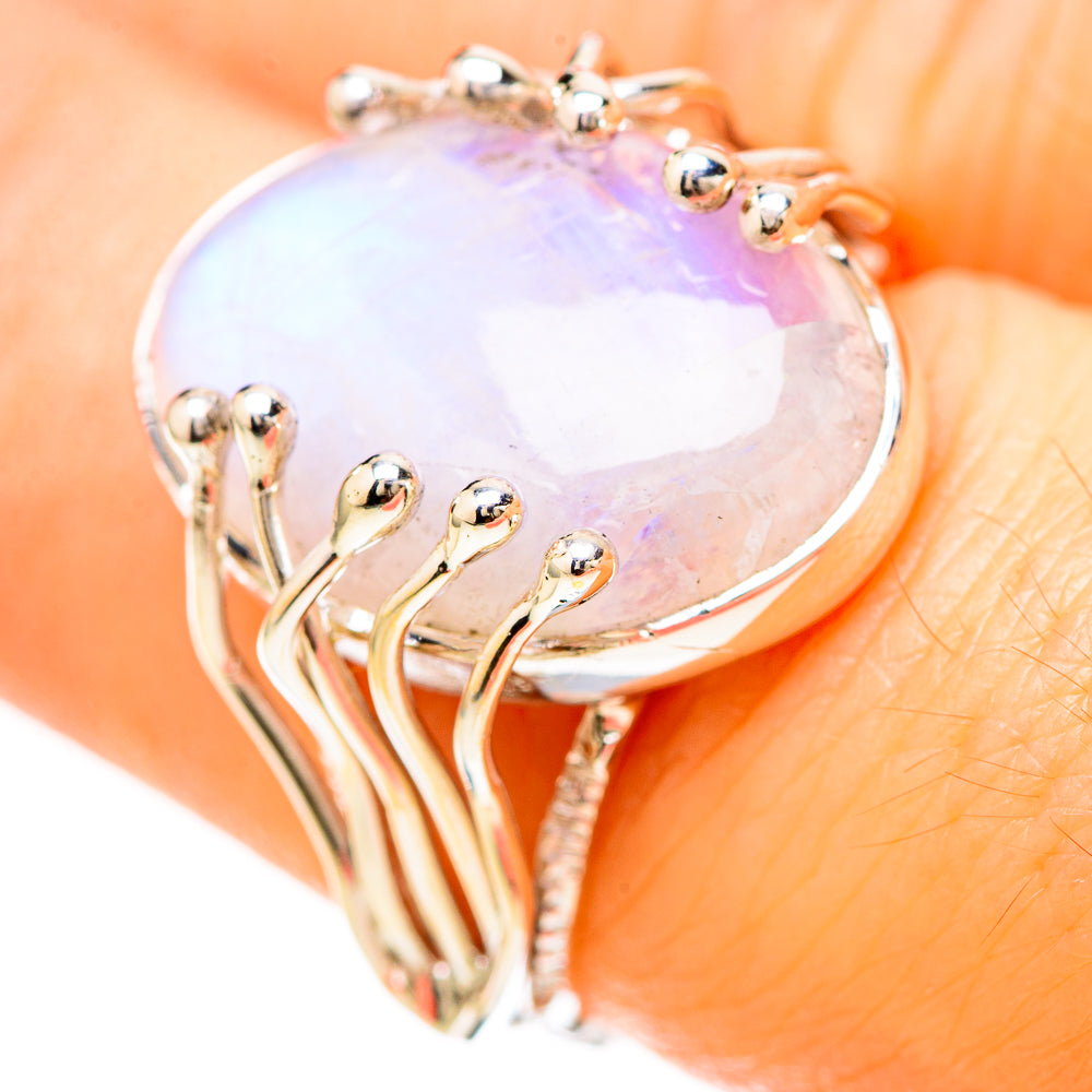 Rainbow Moonstone Rings handcrafted by Ana Silver Co - RING129194