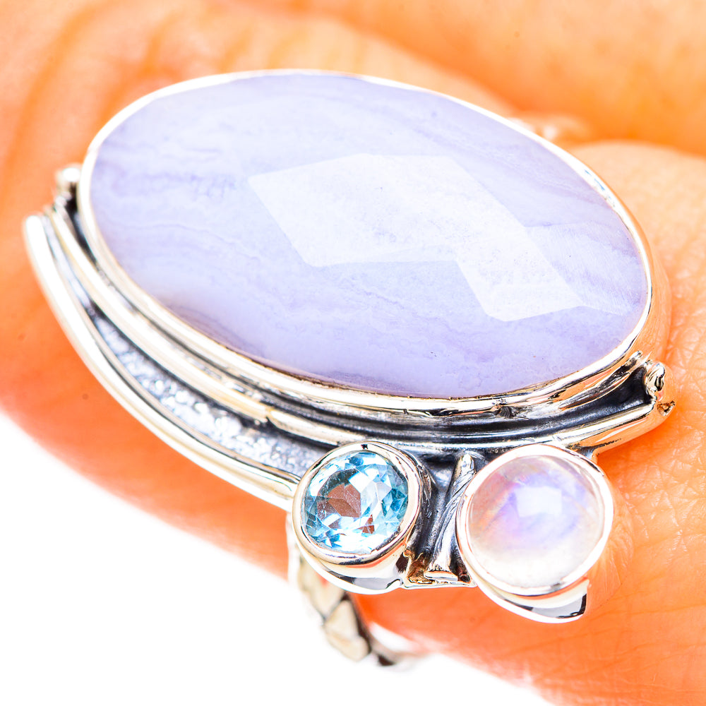 Blue Lace Agate Rings handcrafted by Ana Silver Co - RING129195