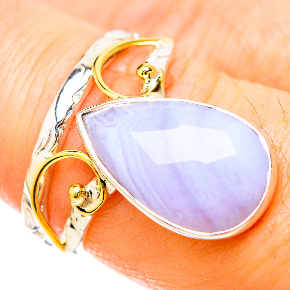 Blue Lace Agate Rings handcrafted by Ana Silver Co - RING129210